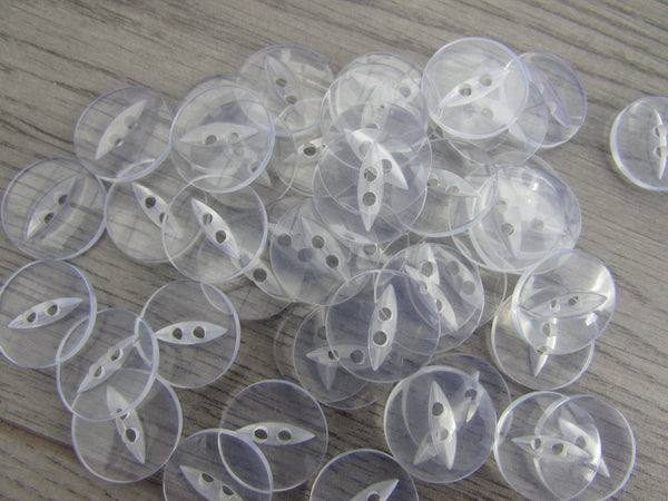 Button Shank - Clear Plastic 10mm, 10-pk