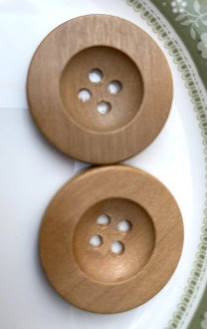 Pair of Large Vintage Wooden Buttons with Deep Bowl Centre - Premium Buttons from Smart as a button - Just £1! Shop now at Smart as a button