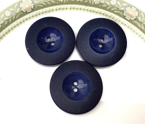 Pack of 3 Vintage 27mm Blue Chunky Coat Buttons - Premium Buttons from Smart as a button - Just £0.75! Shop now at Smart as a button