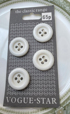 White 18mm 4 Hole Vintage Buttons - Premium Buttons from Smart as a button - Just £1! Shop now at Smart as a button