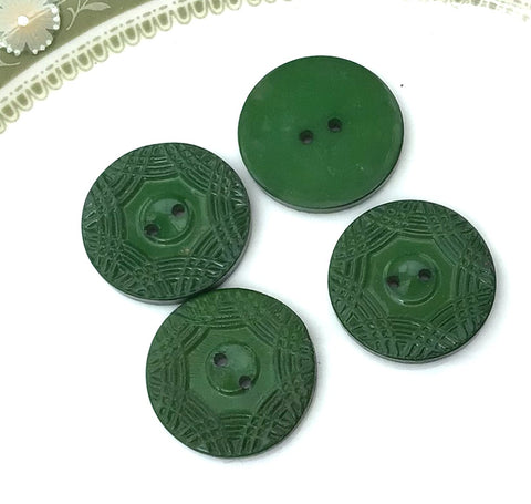 Vintage Pack of 4 Dark Green Patterned Buttons - Premium Buttons from Smart as a button - Just £1! Shop now at Smart as a button