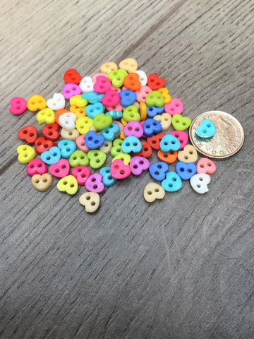  TEHAUX 200 pcs Small Buttons DIY Crafted Button Clothing Decor  Buttons Tiny Heart Buttons Sewing Flatback Resin Buttons Art Craft Buttons  Micro Button Heart-Shaped Accessories Child Alloy