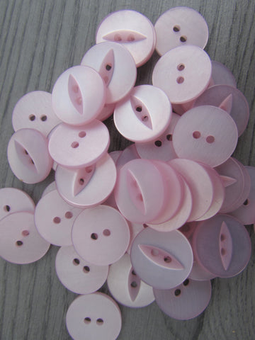 11mm Pearly Clear & White Chunky Plastic Shirt 4 Hole Button